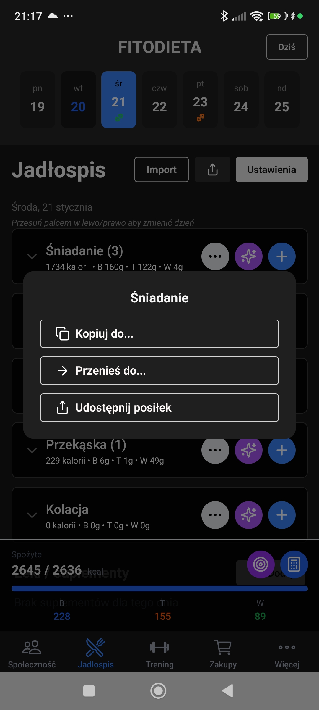 Zarządzanie jadłospisem